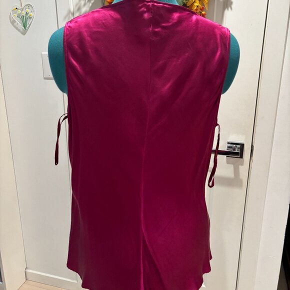 Luisa Spagnoli berry burgundy red blouse pure silk size 48 (16) - Picture 3 of 3